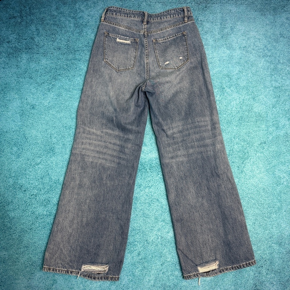 I&M Black Label Distressed Womens Wide Leg Denim Blue Jeans Size 5 Fits 28x29 - Picture 13 of 15